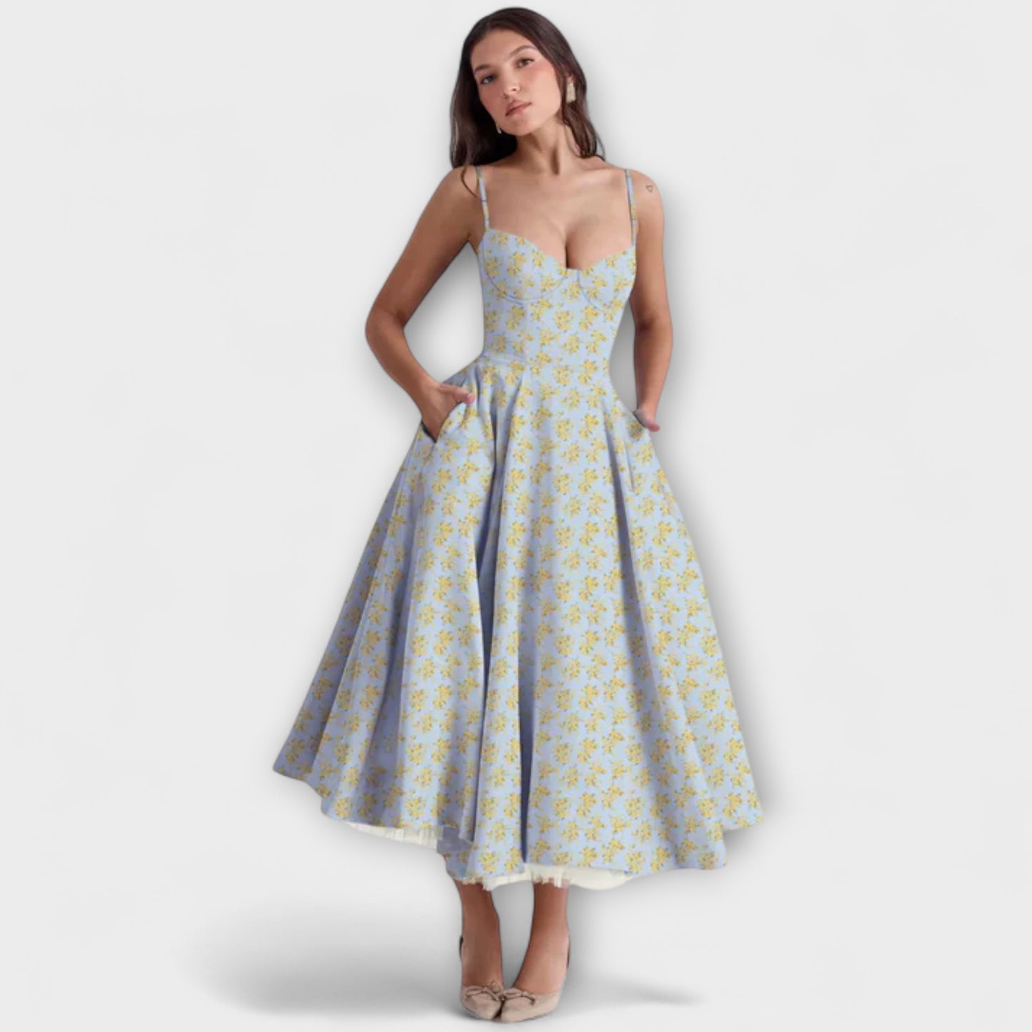 Elisa – Blomstret Midikjole